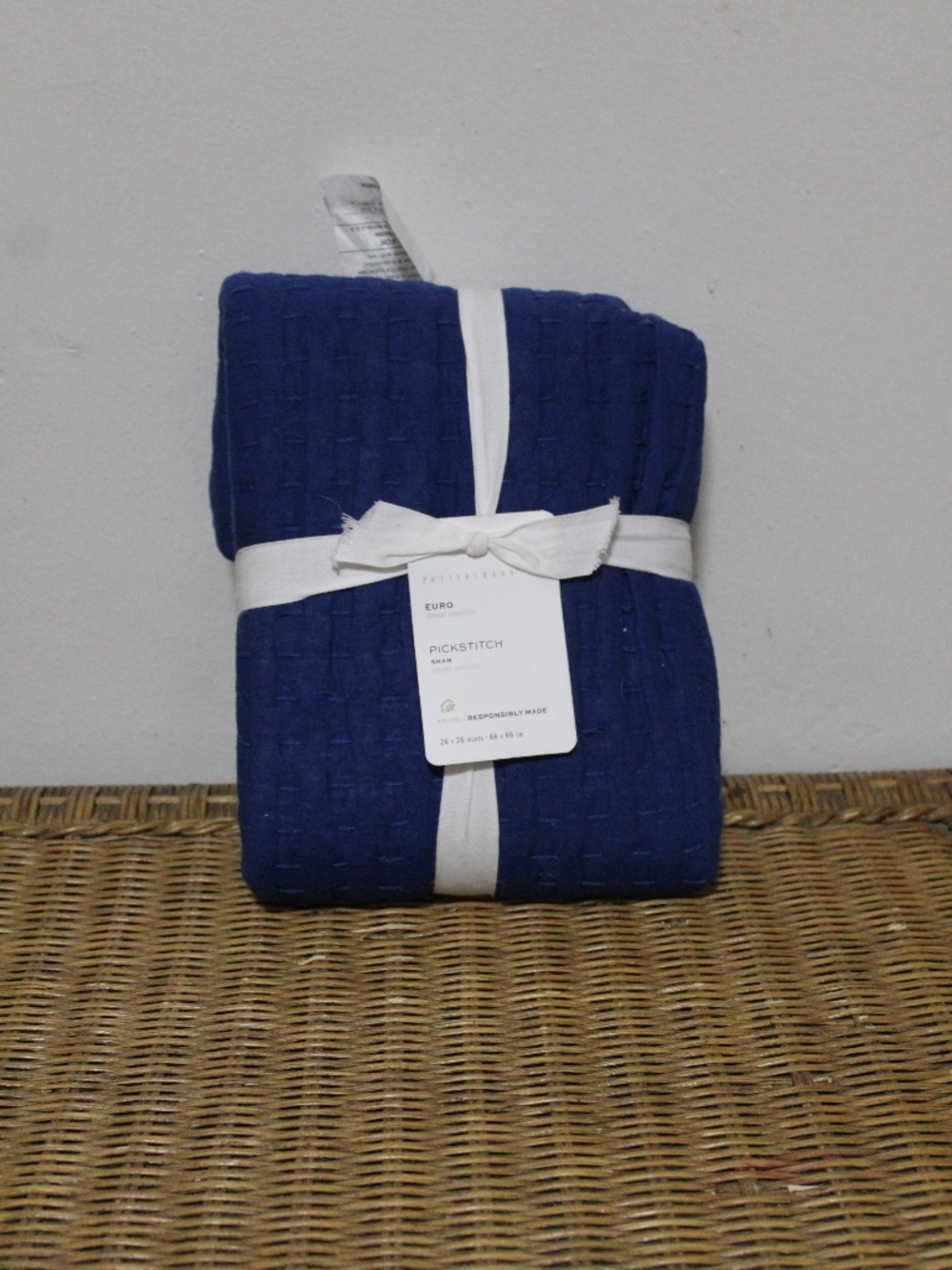 Pottery Barn Euro Pick Stitch Handcrafted Quilted Sham. Sz. 26"x26'